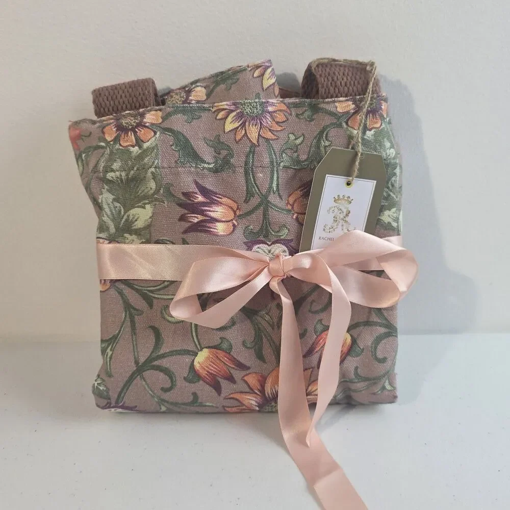 RACHEL ASHWELL Shabby Chic Floral Flowers Canvas Tote Bag Sac Made in India New